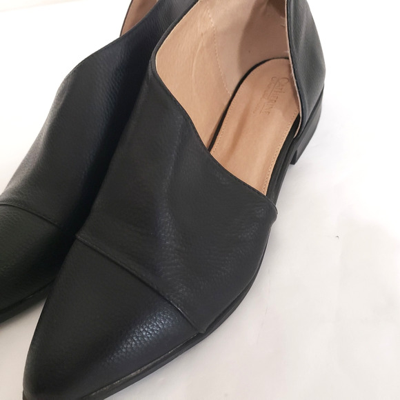 Catharine Malandrino SIZE 10 Flats Zwan Shoes D’Orsay Black Pointed Open Side - Picture 12 of 15